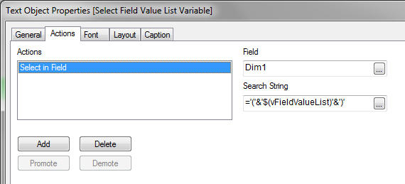 Select in Field Dim1: vFieldValueList