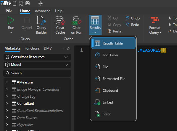 Output query options